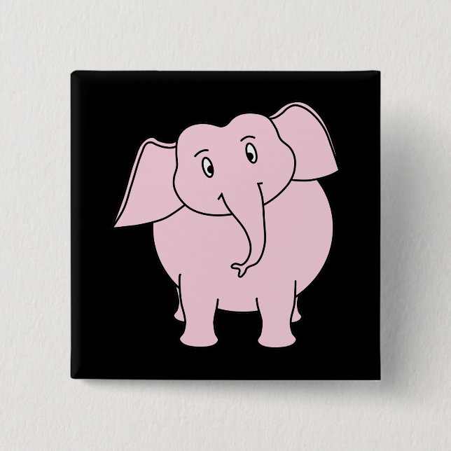 Cartoon of a Pink Elephant Pinback Button (Front)