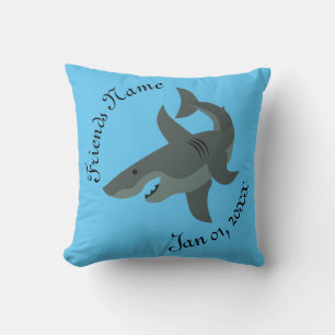 Cartoon of a Scary Great White Shark Classic Round Throw Pillow