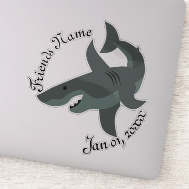 Cartoon of a Scary Great White Shark Contour Sticker (Detail)