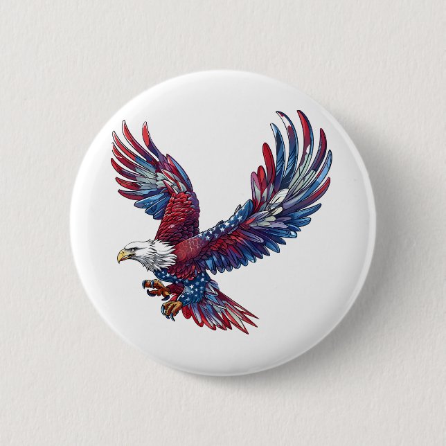 Cartoon of an eagle, 4th of July concept Button (Front)