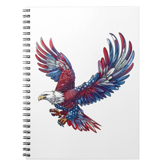 Cartoon of an eagle, 4th of July concept Notebook (Front)