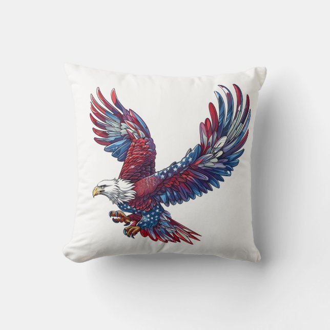 Cartoon of an eagle, 4th of July concept Throw Pillow (Front)