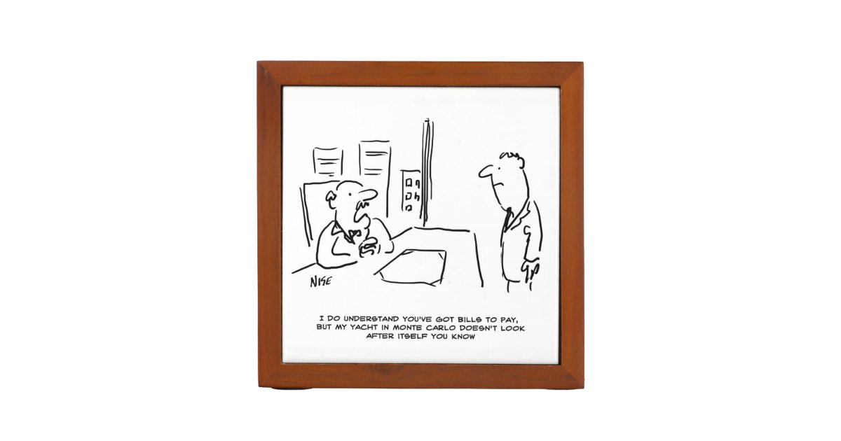 Cartoon of Boss with Employee Asking for Pay Rise Pencil Holder | Zazzle