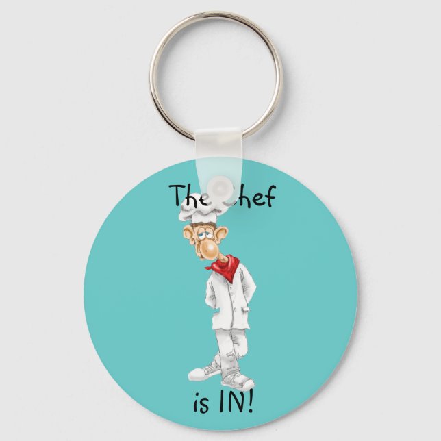 Cartoon of Chef with funny sayings Keychain (Front)