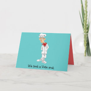 Cartoon of Chef with funny sayings Letterpress Thank You Card