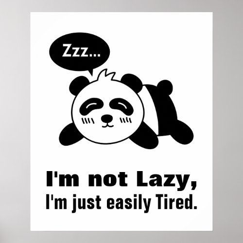 Cartoon of Cute and Lazy Panda Poster