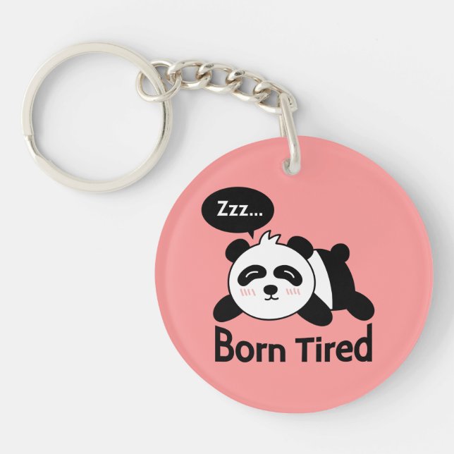 Cartoon of Cute Sleeping Panda Keychain (Front)