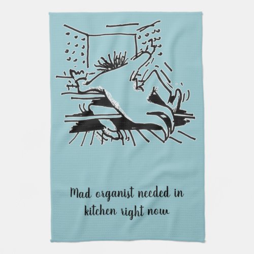 Cartoon of organist kitchen towel