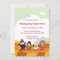 Cartoon of Pilgrim Fathers and American Indians,