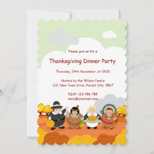 Cartoon of Pilgrim Fathers and American Indians, Invitation