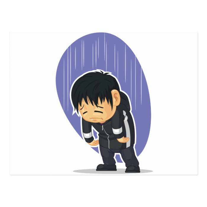 Cartoon of Sad Boy Postcard