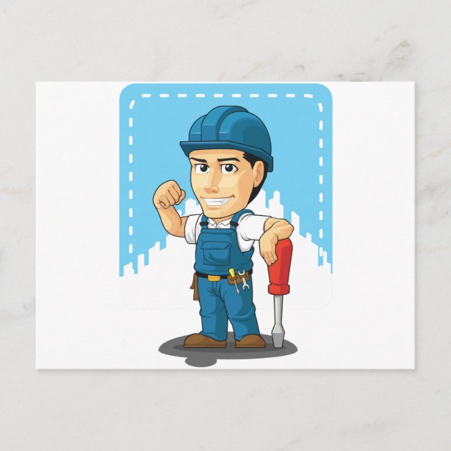 Cartoon of Technician or Repairman Postcard (Front)