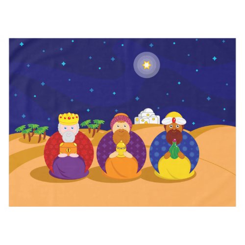Cartoon of The Three Kings  Three Wise Men Tablecloth