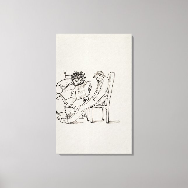 Cartoon of William Morris (1834-96) reading poetry Canvas Print (Front)