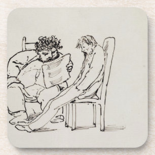 Cartoon of William Morris (1834-96) reading poetry Coaster