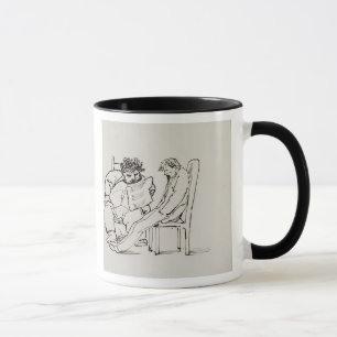 Cartoon of William Morris (1834-96) reading poetry Mug