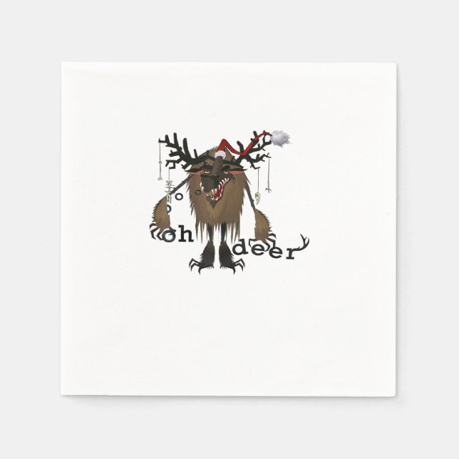 Cartoon Oh Deer Funny Reindeer Holiday Gamer Gift  Napkins (Front)