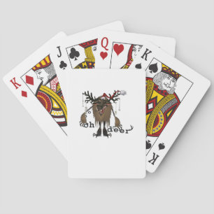 Cartoon Oh Deer Funny Reindeer Holiday Gamer Gift  Poker Cards