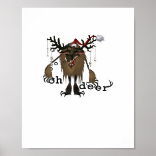 Cartoon Oh Deer Funny Reindeer Holiday Gamer Gift Poster