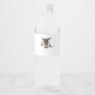 Cartoon Oh Deer Funny Reindeer Holiday Gamer Gift  Water Bottle Label