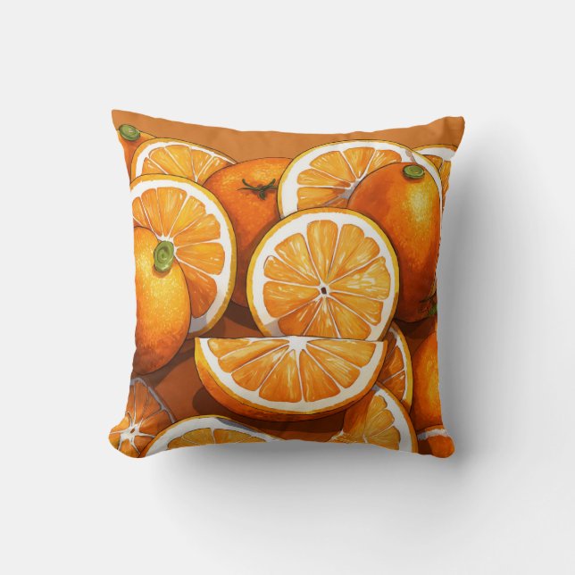 Cartoon Oil Paint Orange  Throw Pillow (Front)
