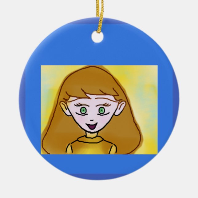 Cartoon on Blue Ornament (Front)