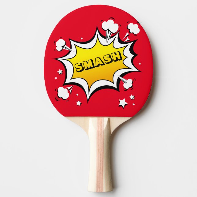 Cartoon OOPS And SMASH  Ping Pong Paddle (Front)