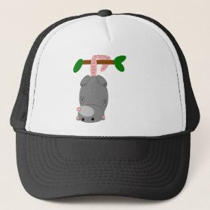 Cartoon Opossum/Possum Hanging Upside Down by Tail Trucker Hat