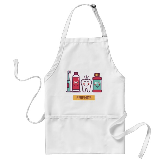 Cartoon Oral Care Friends Adult Apron (Front)