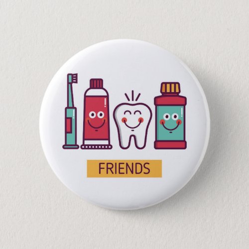 Cartoon Oral Care Friends Button