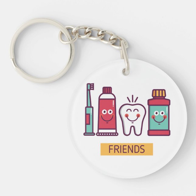 Cartoon Oral Care Friends Keychain (Front)