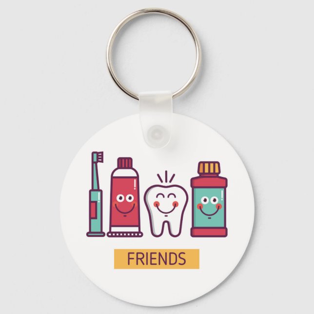 Cartoon Oral Care Friends Keychain (Front)