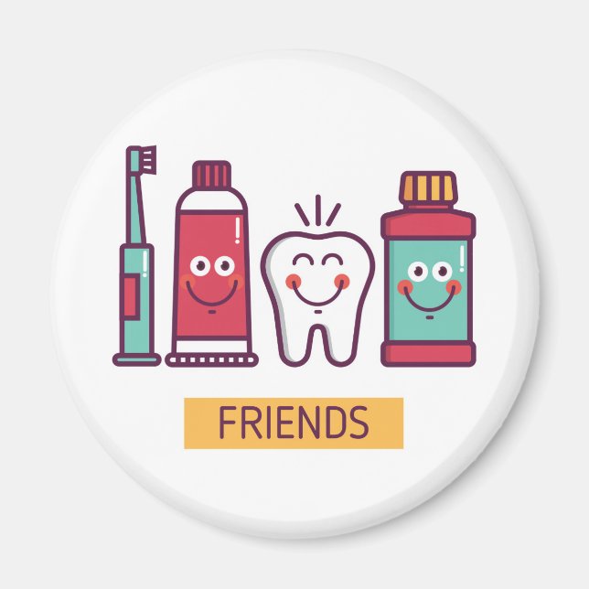 Cartoon Oral Care Friends Magnet (Front)