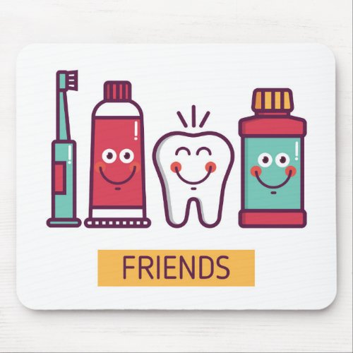 Cartoon Oral Care Friends Mouse Pad