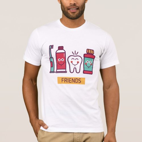 Cartoon Oral Care Friends T_Shirt