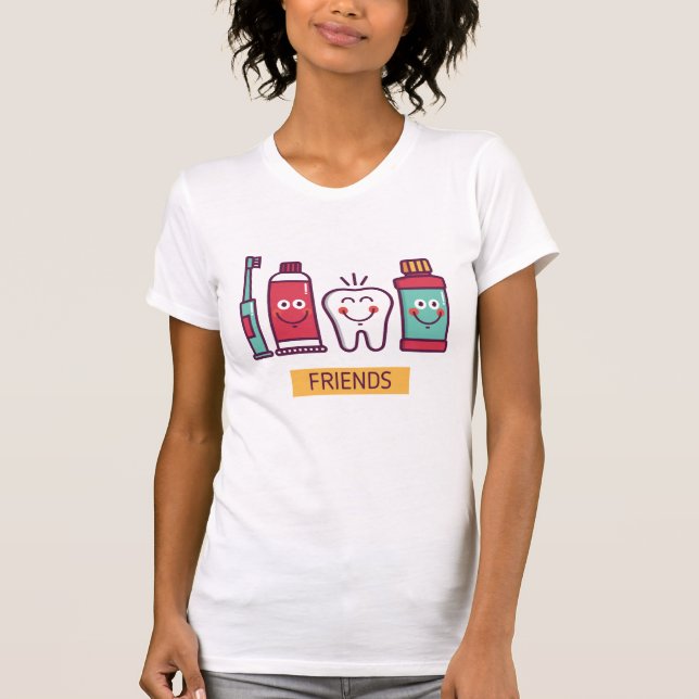 Cartoon Oral Care Friends T-Shirt (Front)