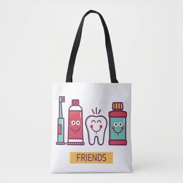 Cartoon Oral Care Friends Tote Bag (Front)