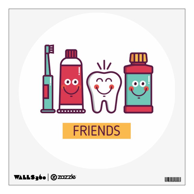 Cartoon Oral Care Friends Wall Decal (Front)