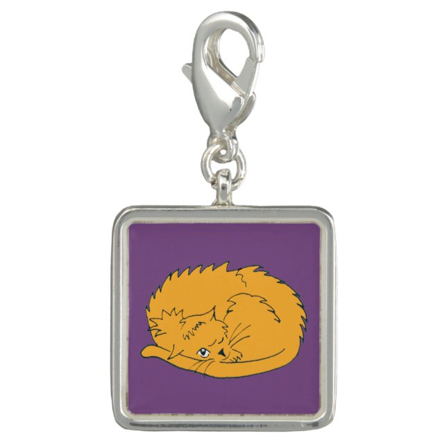 Cartoon Orange Cat curled up Charm (Front)