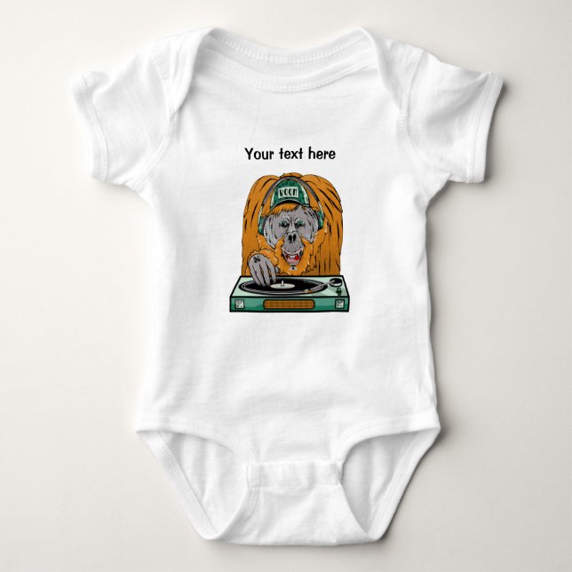 Cartoon Orangutan dj Baby Bodysuit (Front)