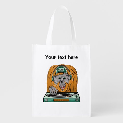 Cartoon Orangutan dj Grocery Bag