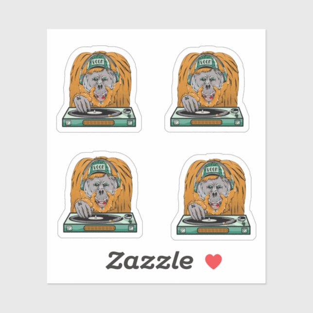 Cartoon Orangutan dj Sticker (Sheet)