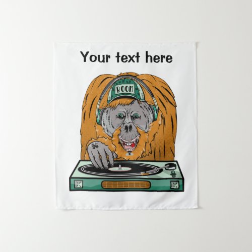 Cartoon Orangutan dj Tapestry