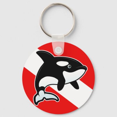 Cartoon Orca Dive Flag Keychain