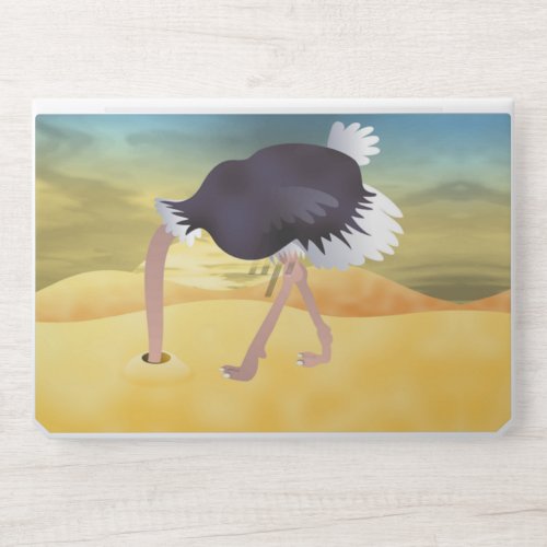 Cartoon Ostrich With Head In Sand HP Laptop Skin