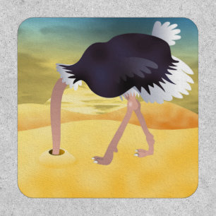 Cartoon Ostrich With Head In Sand Patch