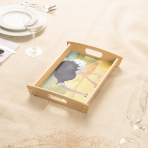Cartoon Ostrich With Head In Sand Serving Tray