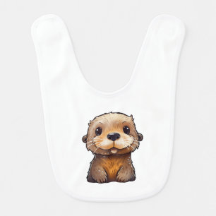 Cartoon otter illustration baby bib