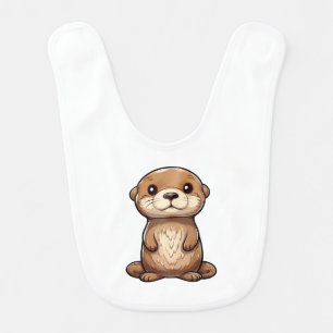 Cartoon otter illustration baby bib
