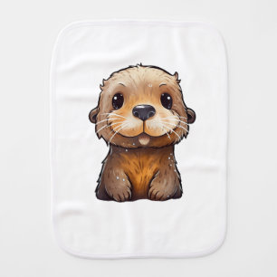 Cartoon otter illustration baby burp cloth